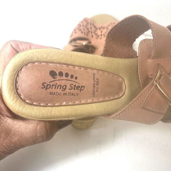 Spring Step Sandals Women's EU 40 US 9.5 Wedge Blush Cutout Leather Slip On Mule - Picture 7 of 11